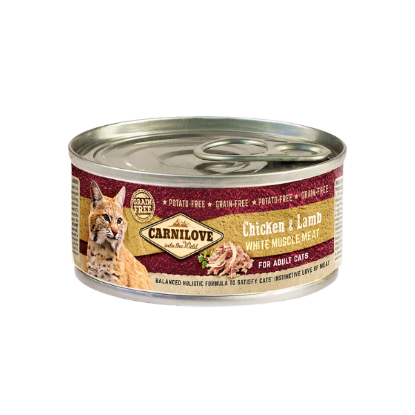 Carnilove tinned cat food: Chicken & Lamb. wildcat image, 