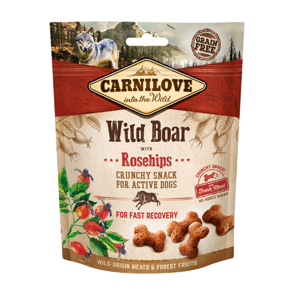 Carnilove Wild Boar with Rosehips treats for dogs. 